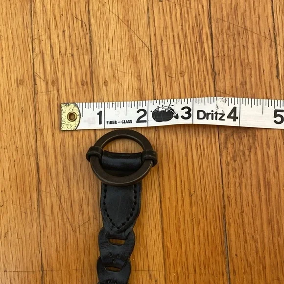 Black leather chain belt metal round buckle 34.5” - Picture 7 of 7